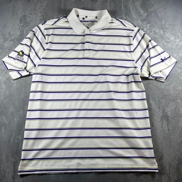 Under Armour Other - Under Armour HeatGear Polo Shirt Mens XL Green Striped Short Sleeve Golf Outdoor